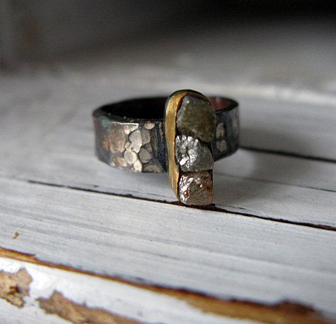 Rough Diamond Ring by HotRoxCustomJewelry on Etsy, $149.00