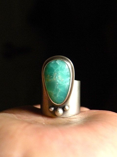Sterling and Chrysoprase Ring A Hope Totem by BlueGnomeEmporium