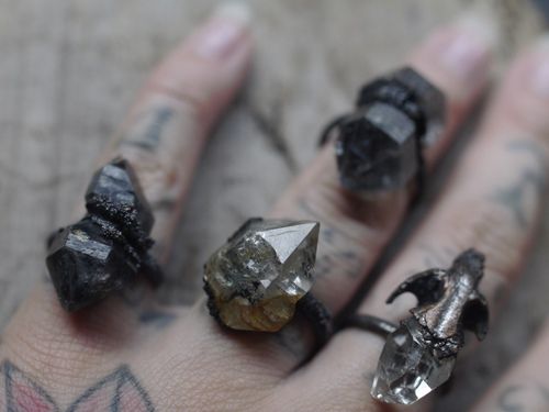 ring, stone, crystal grey quartz tattoo taupe