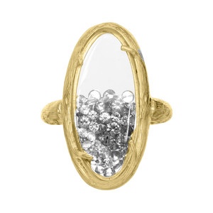Oval Branch Shaker Ring Clear