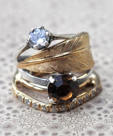 feather stacked rings