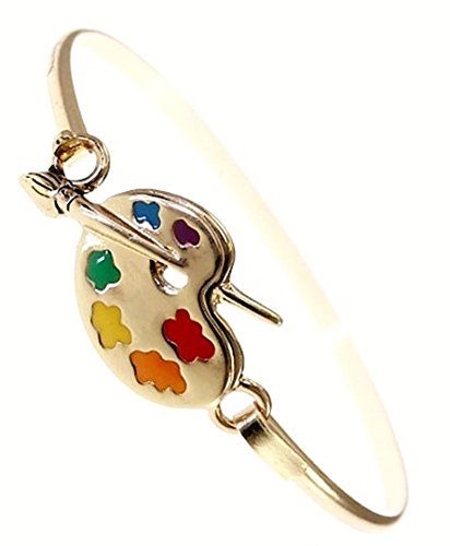 Artist Palette Bracelet BI Bangle Hook Closure Gold Tone Recyclebabe Bracelets w...