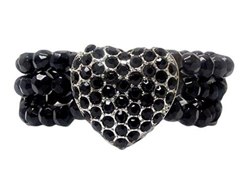Black Crystal Heart Stretch Bracelet BL Triple Strand Rec... www.amazon.com/...
