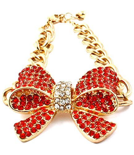 Bow Bracelet Red Crystal BC Ribbon Gold Tone Recyclebabe ... www.amazon.com/...
