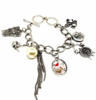 Bracelets : Charm Bracelet Bird Locket Pearl C32 Pearl Clock Tassel R ...
