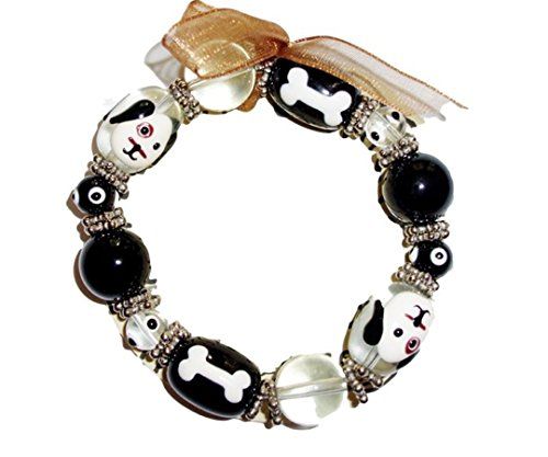 Dog Stretch Bracelet G11 Glass Beads Hand Painted Puppy P... www.amazon.com/...