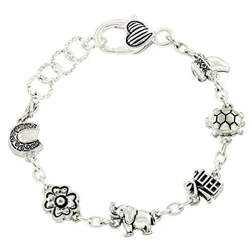 Good Luck Charm Bracelet BC Small Charms 3D Silver Tone L... www.amazon.com/...