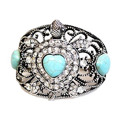 Heart Cuff Bracelet Turtle BG Blue Turquoise Stone Clear ... www.amazon.com/...