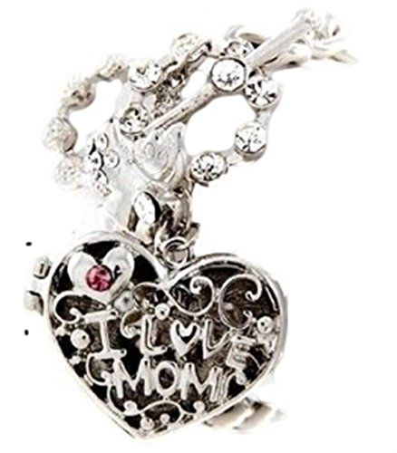 I Love Mom Bracelet G8 Heart Locket Clear Pink Crystal Re... www.amazon.com/...