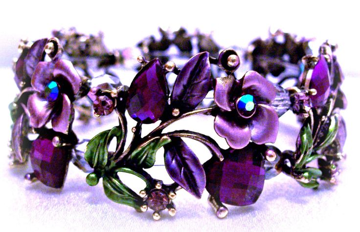 Bracelet Purple Roses Hearts Jewelry Design by CreationsByJanetUSA