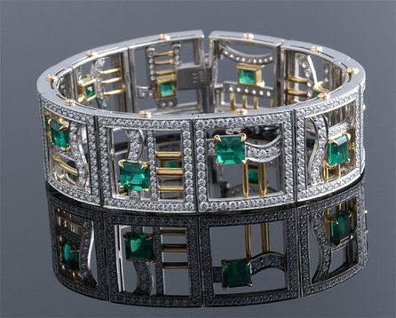 Colombian Emerald and Diamond Bracelet ~ M.S. Rau Antiques