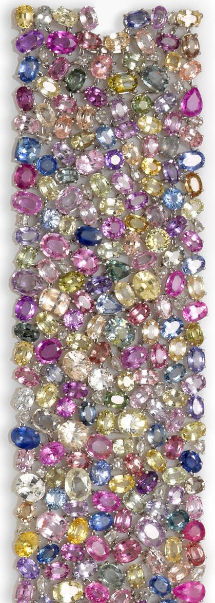 Colorful sapphire and diamond bracelet