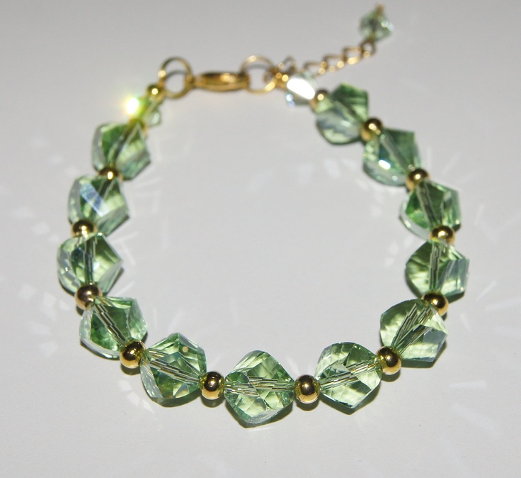 Green Swarovski Crystal and Gold Bracelet