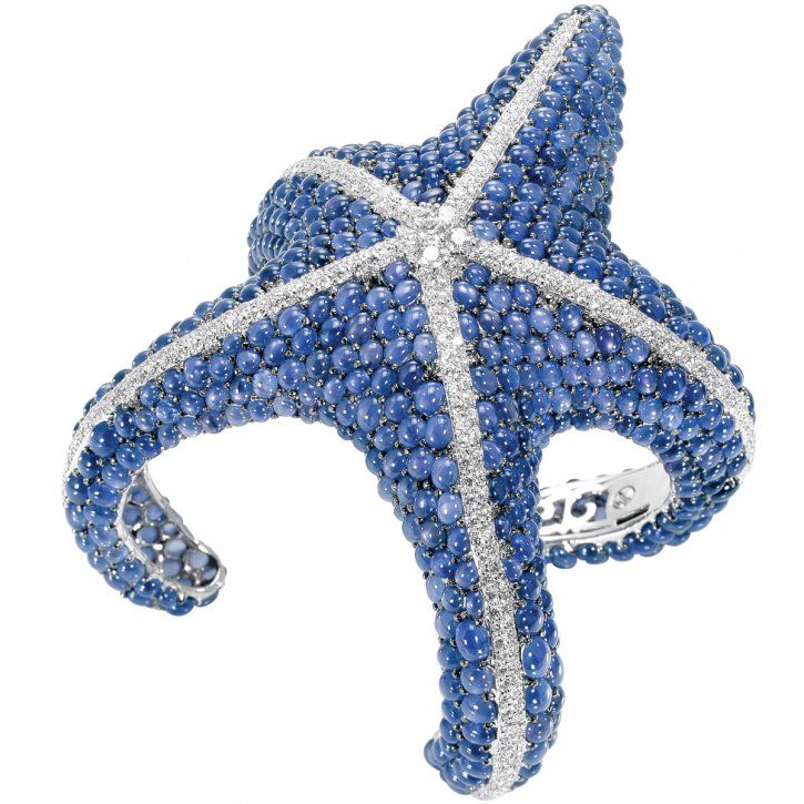 Starfish bracelet with blue sapphires and white diamonds by de Grisogono, HT