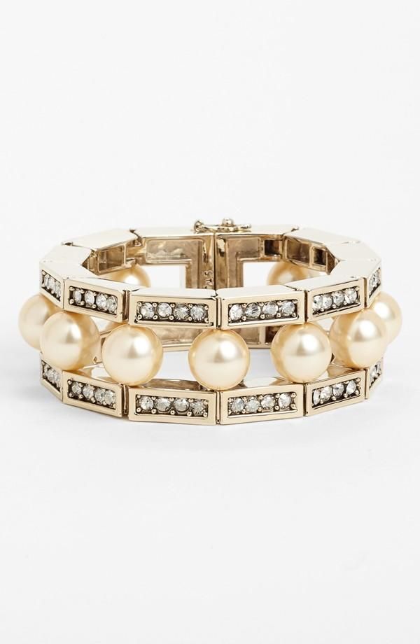 This pearl and crystal bracelet is so lovely.