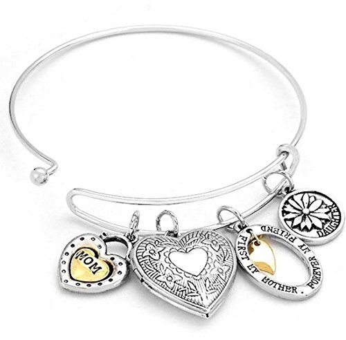 Mom Locket Bangle Bracelet Heart Charms Silver Tone Recyc... www.amazon.com/...