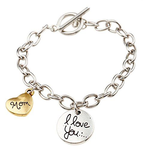 Mom Love Charm Bracelet C27 Heart Silver Gold Tone Recycl... www.amazon.com/...