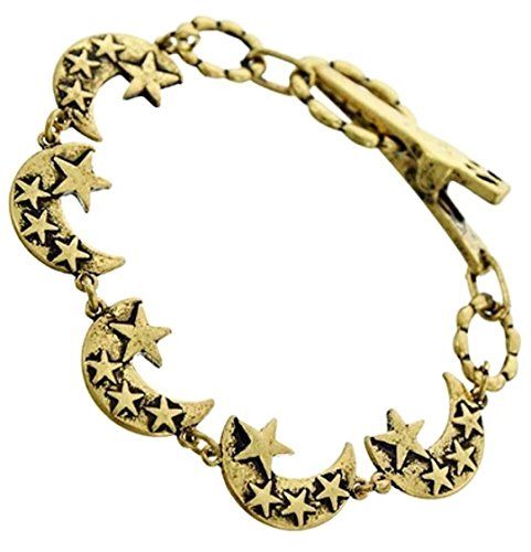 Moon Star Charm Bracelet C20 Burnish Gold Tone Clip Clasp Recyclebabe Bracelets ...