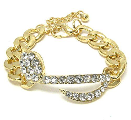 Music Note Bracelet H5 Clear Crystal Chunky Gold Tone Rec... www.amazon.com/...