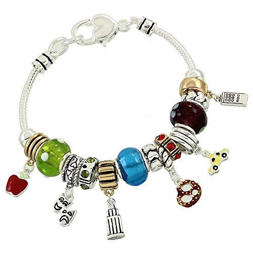 New York Charm Bracelet BP Colorful Murano Glass Bead Two... www.amazon.com/...