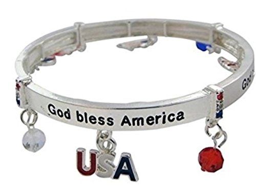 Patriotic Stretch Charm Bracelet BD American Flag Heart B... www.amazon.com/...