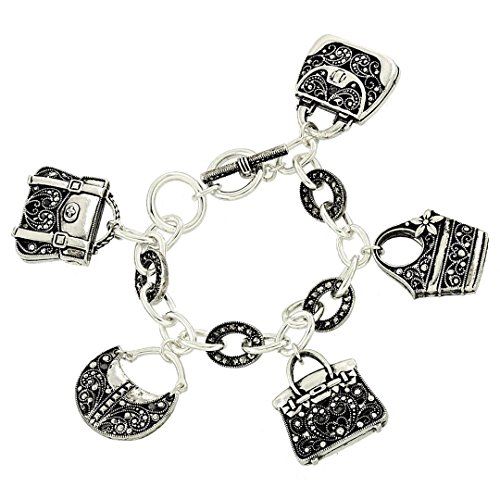Purse Handbag Charm Bracelet BD Marcasite Look Detail Tex... www.amazon.com/...