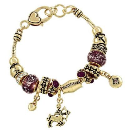 Bracelets : Sagittarius Charm Bracelet Z2 Purple Murano Zodiac Man Ho ...