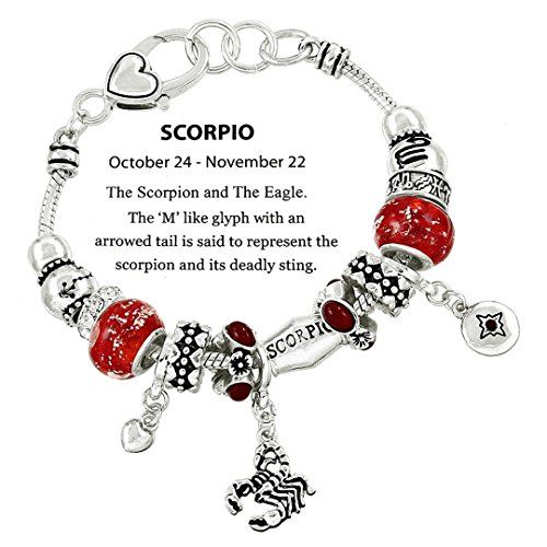 Scorpio Charm Bracelet C52 Clear Crystal Light Red Murano... www.amazon.com/...