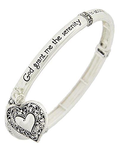 Serenity Prayer Bracelet Z3 Marcasite Look Heart Silver Tone Recyclebabe Bracele...