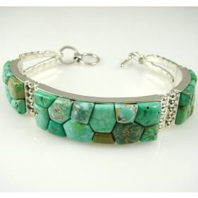 Carico Lake Turquoise Link Bracelet by Bryon Yellowhorse - Garland's Indian ...