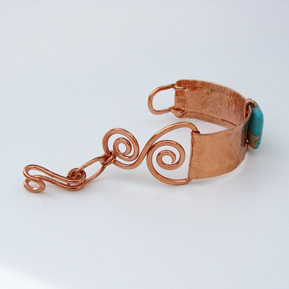 Copper and Aqua Sea Sediment Jasper Cuff Bracelet by sparkflight, $75.00