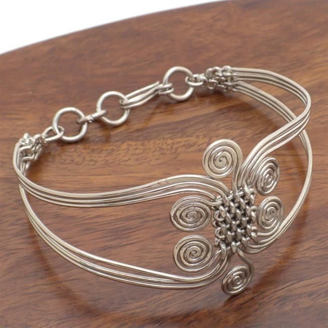 Silverplated Wire Woven Swirl Bracelet (Kenya) | Overstock.com