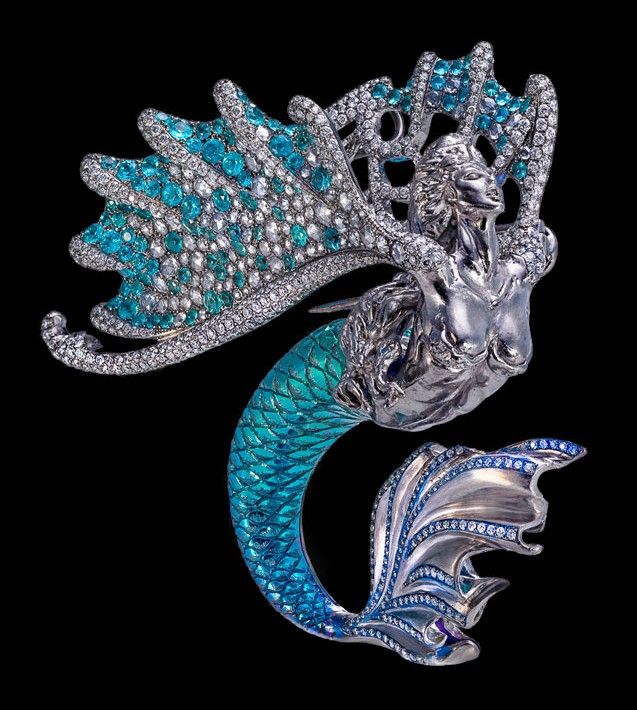 Arunashi Paraiba and Diamond Mermaid BroochCayen Collection