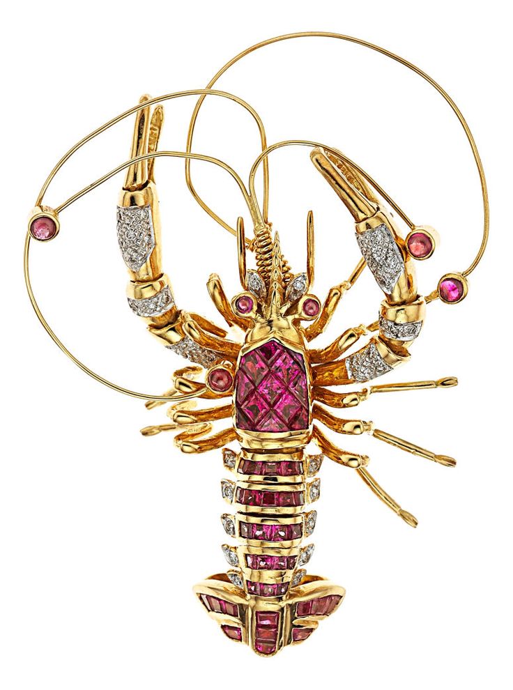 Estate Jewelry:Brooches - Pins, Ruby, Diamond, Gold Brooch, LeVian. ...