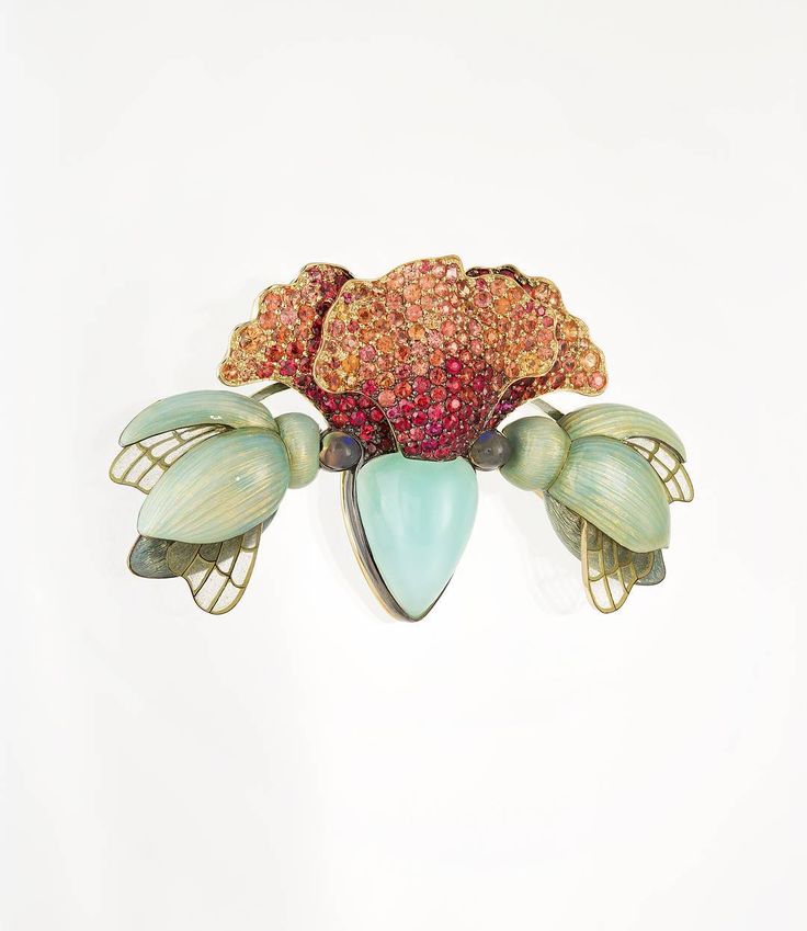 Ilgiz F. brooch in gold, with diamonds, sapphires, opal and enamel