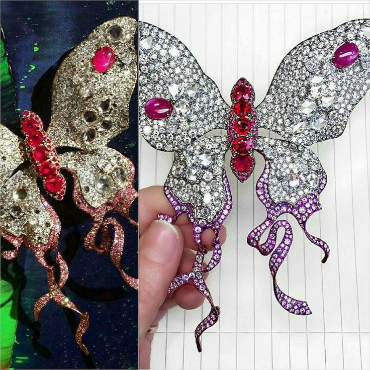 On a bejewelled wing of a diamond and ruby encrusted titanium butterfly from…
