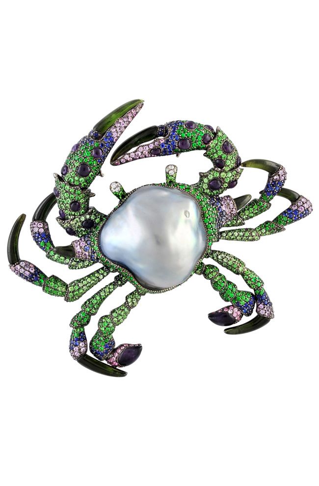 South Seas pearl and gemstones brooch by Autore