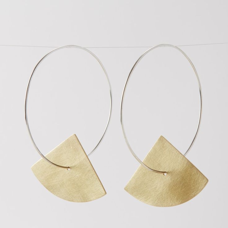 Brass and Sterling Silver Hoop Earrings (large, Fan) via ELLA COOLEY / JEWELLERY...