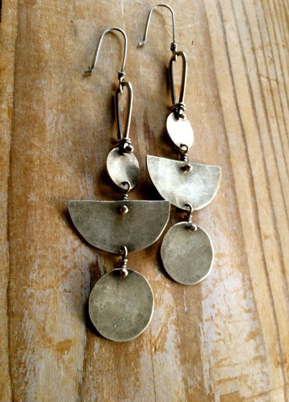 Nomad Earrings Sterling Silver Hammered Disc by sierrakeylin, $72.00