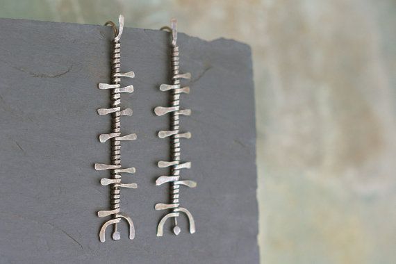 Of Time and Tines - Sterling silver earrings, Sami, Laplander, ogham inspired