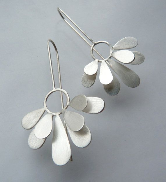 Prickly Pear Drop earrings, sterling silver, by Moira K. Lime