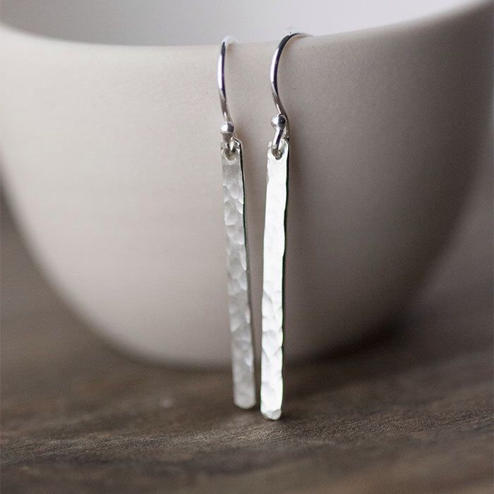 Slim Minimalist Silver Earrings Jewelry - Sterling Silver Jewellery - Handmade b...