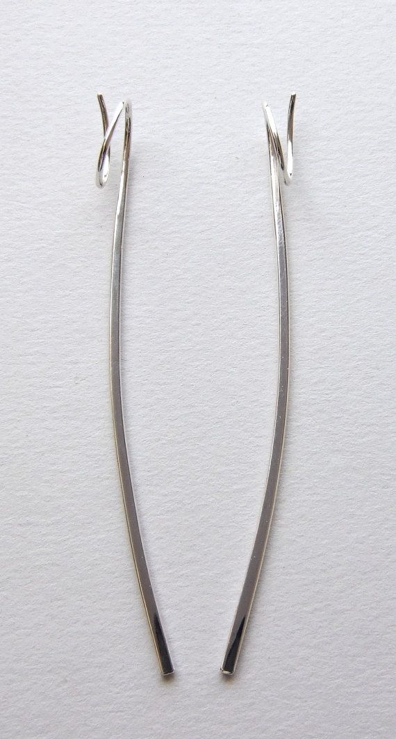 Sterling Silver Thick Extra Long Wire Earrings, Heavy Gauge for 18ga Piercing…