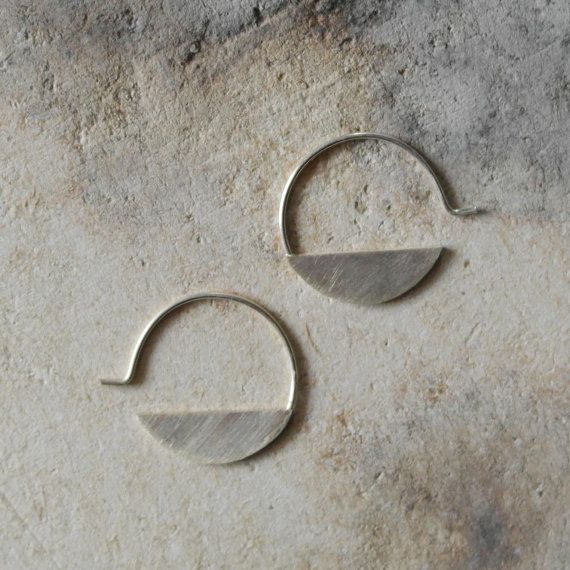 Sterling silver hoops earrings geometric modern by AMEjewels