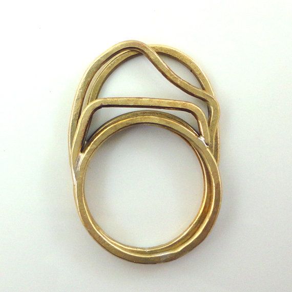3 Stacking Rings: Minimal, architectural, elegant every day rings in bronze.