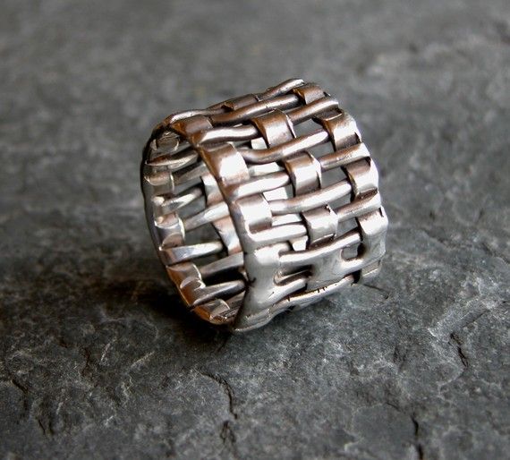 Men's Ring Man's Ring Recycled Criss Cross by gazellejewelry