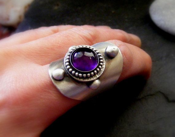 Silver Statement Saddle ring with Amethyst Gemstone by dAgDesigns, £79.50