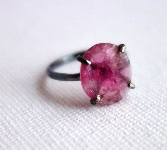 Tourmaline ring with prongs in sterling silver