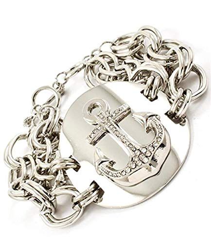 Multiple Chain Crystal Anchor Bracelet Z11 Shield Toggle ... www.amazon.com/...