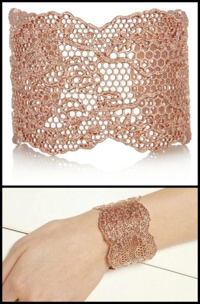 Aurélie Bidermann Rose gold-dipped lace cuff. Via Diamonds in the Library's...